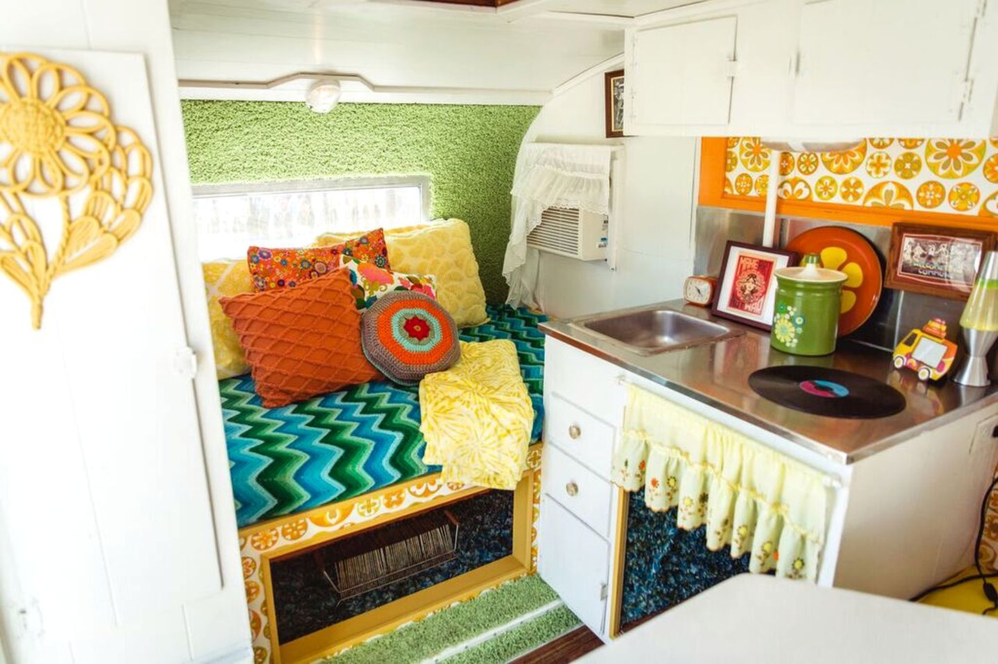 Retro Vacation Trailer with Colorful Interior near Fayetteville and Ozark National Forest, Arkansas