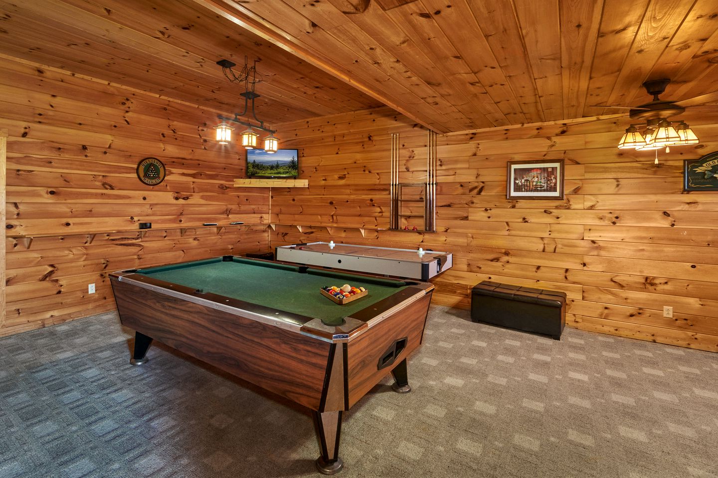 Entertainment Paradise: Pigeon Forge Cabin with Movie Theater, Game Room, and Sauna