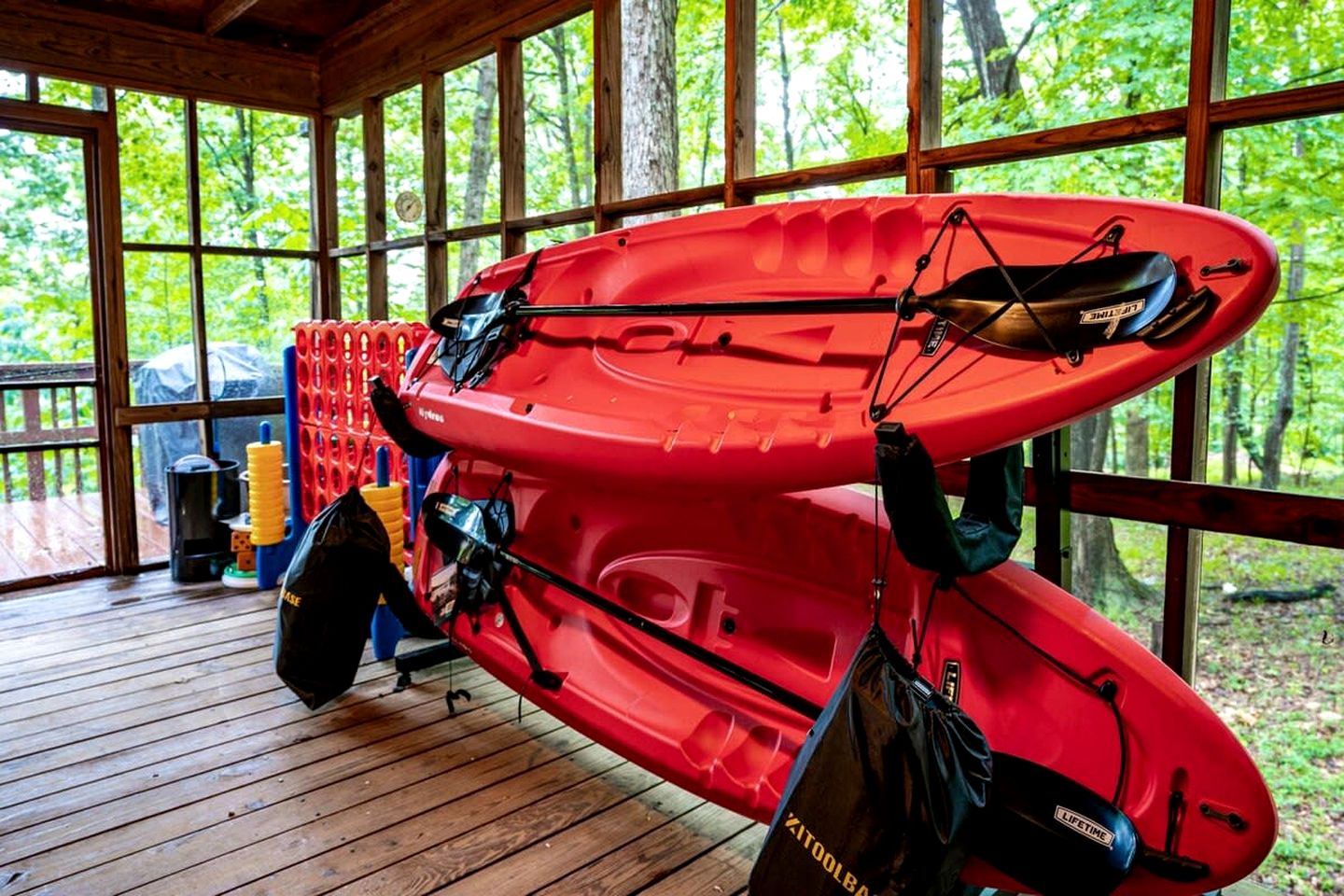 Private River Cabin with Hot Tub, Fire Pit, Screened Porch Loaded with Kayaks and Fun Games - Perfect for Your Great Cacapon, WV Adventure