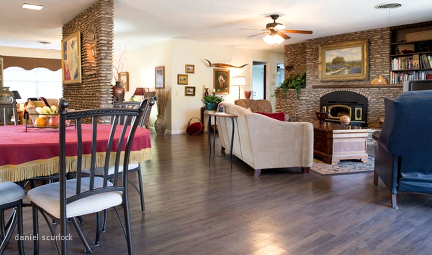Lovely Cottage Rental with Waterfall on San Gabriel River near Austin, Texas