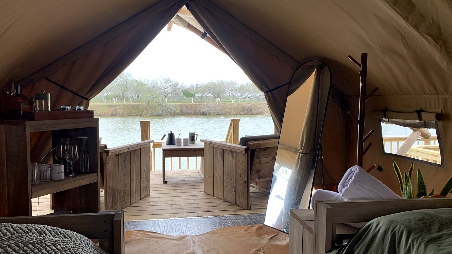 Riverfront Glamping Retreat in Southern Texas, Perfect for a Weekend of Stargazing and Watching Space X Launches
