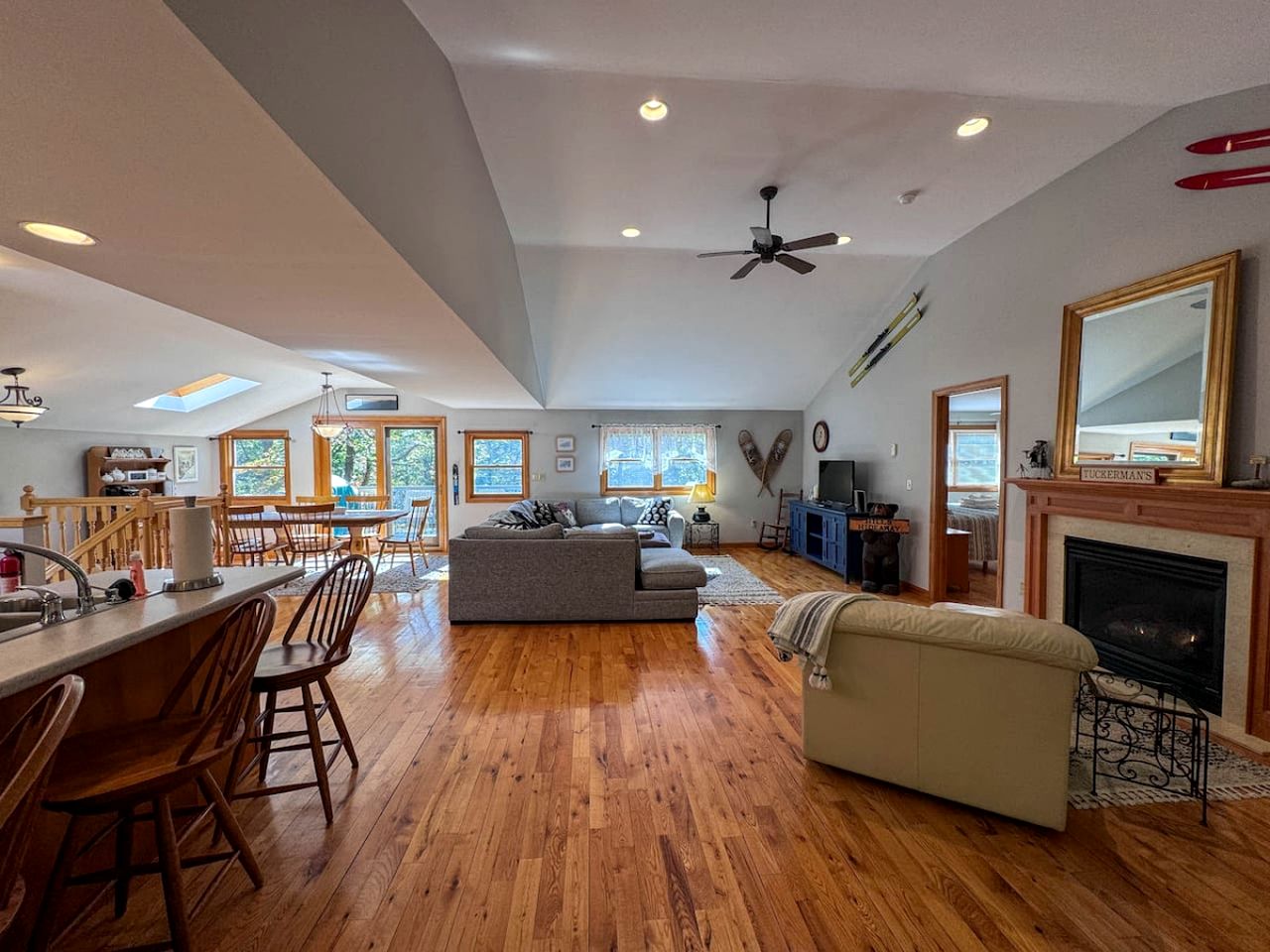 Riverfront Cabin with Cozy Interior and Deck Great for Groups in NH