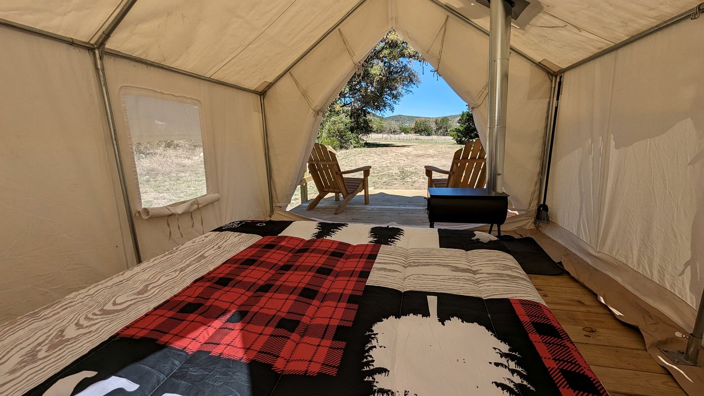 Romantic Glamping Getaways in Texas Hill Country in this Cute Safari Tent Rental
