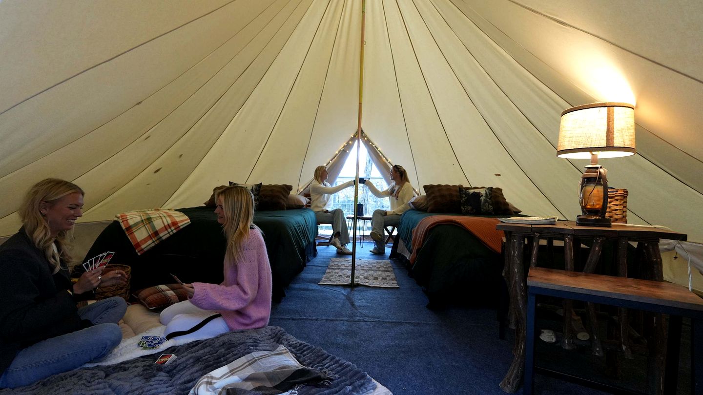 Romantic Glamping Under the Trees with Hot Tub Stargazing and Fire Pit Nights in Waynesville, North Carolina