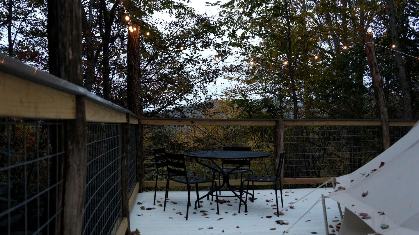 Romantic Glamping Under the Trees with Hot Tub Stargazing and Fire Pit Nights in Waynesville, North Carolina