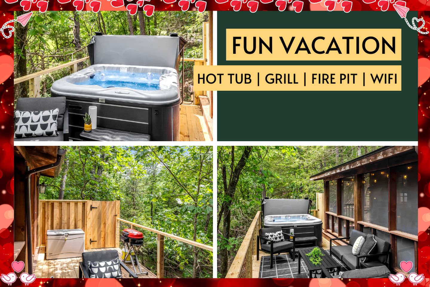 Romantic and Secluded Log Cabin with Private Hot Tub in Eureka Springs, Arkansas