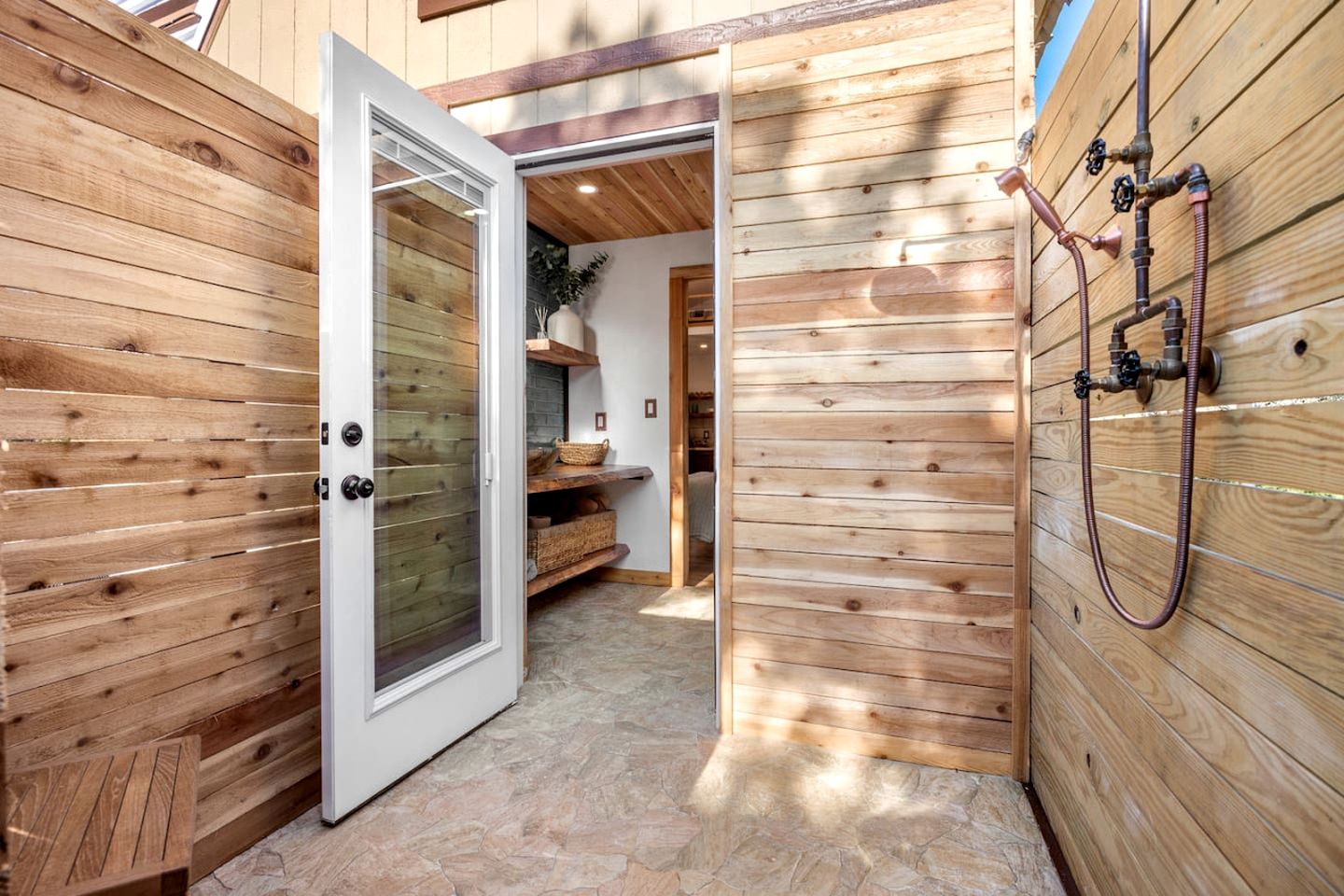 Impressive Intimate Tiny Cabin with Lofted Interior and Outdoor Shower in Texas