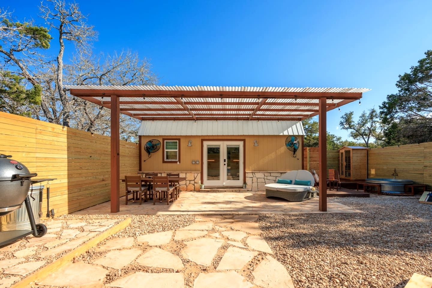 Impressive Intimate Tiny Cabin with Lofted Interior and Outdoor Shower in Texas