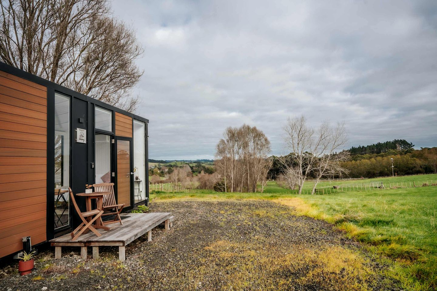 Rustic Tiny House with Outstanding Farmlands Views and Wildlife in North Island, New Zealand