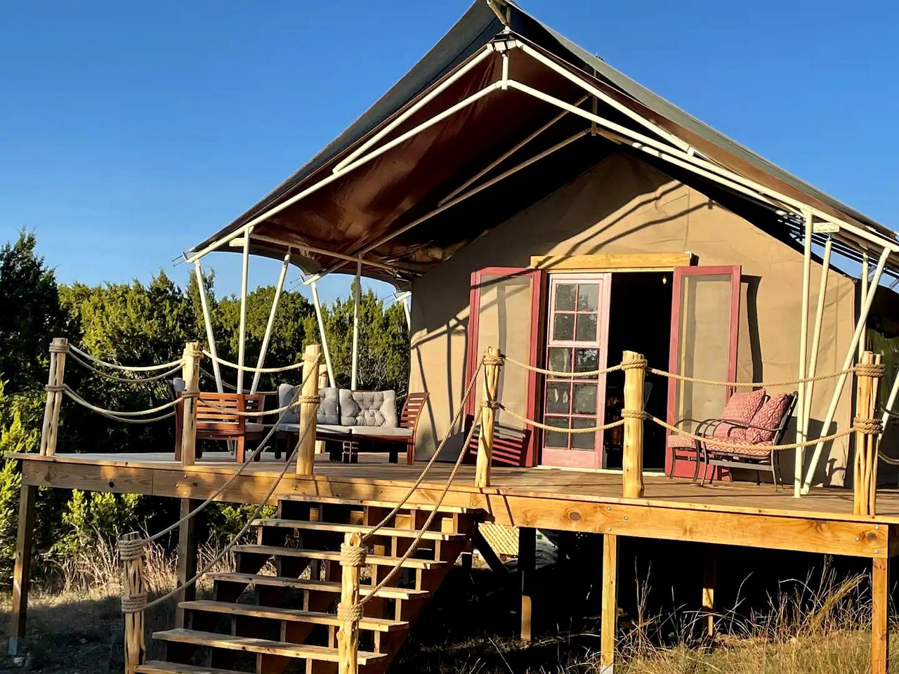 Safari Style Glamping Experience in the Heart of Texas Hill Country, Perfect for Animal Lovers