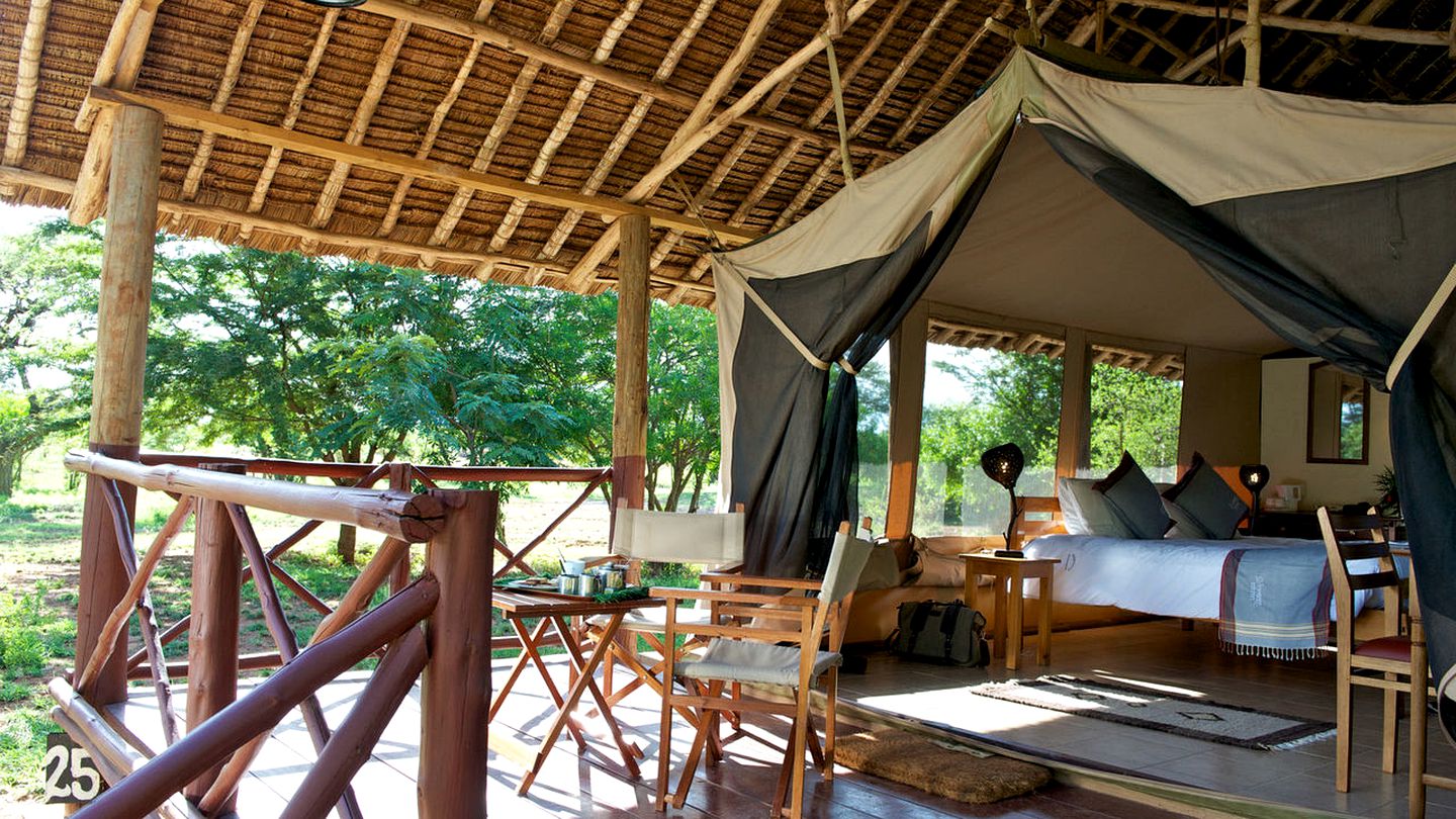 Safari Tent Camp in Tsavo West National Park of Kenya