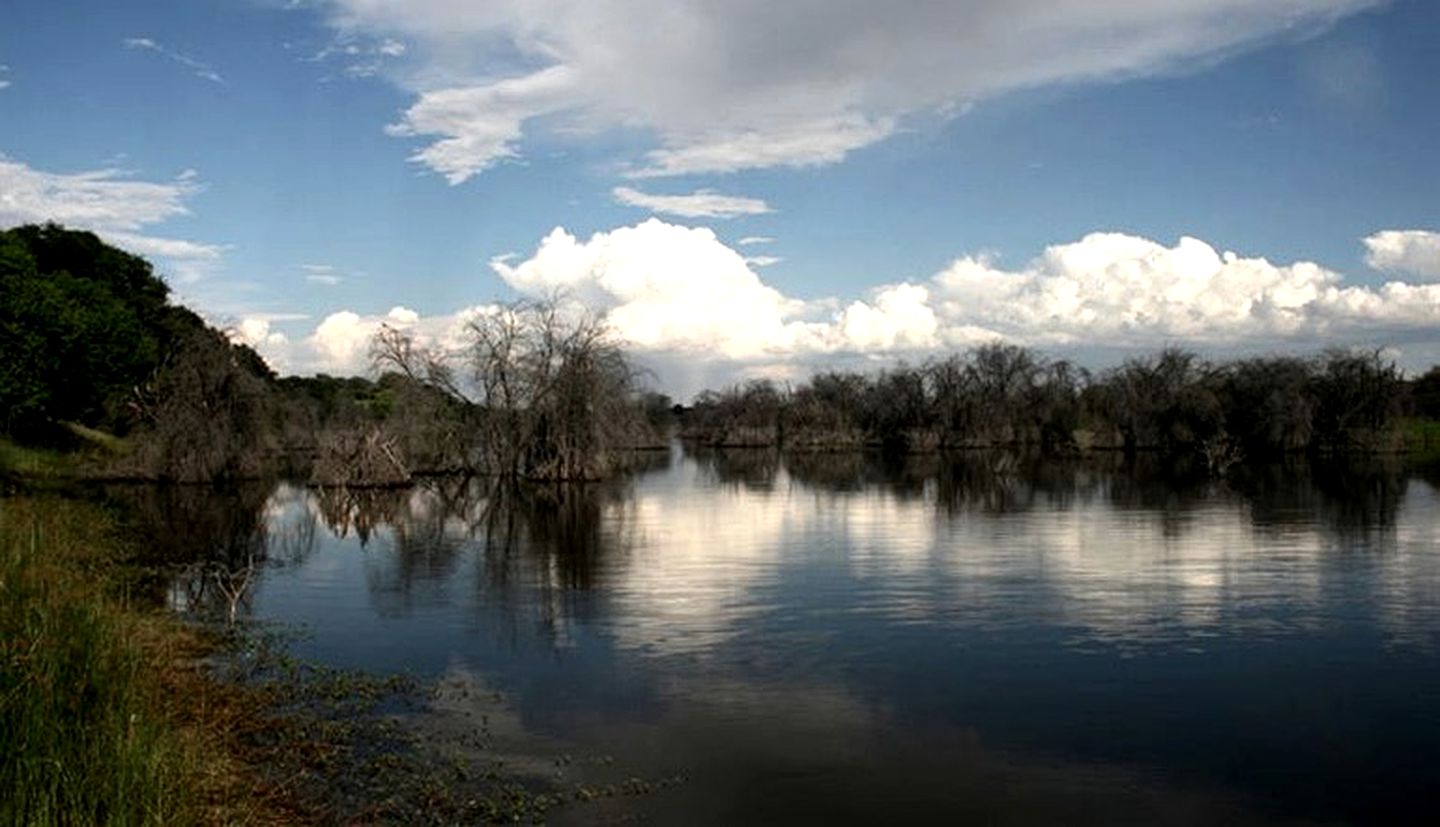 Safari Tents Pitched on Nature Bush Camp Near Okavango Delta, Botswana