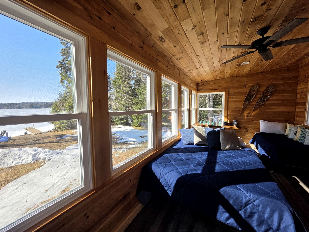 Quiet Waterfront Cabin with Fireplace, Porch & Nature All Around in Greenville, Maine