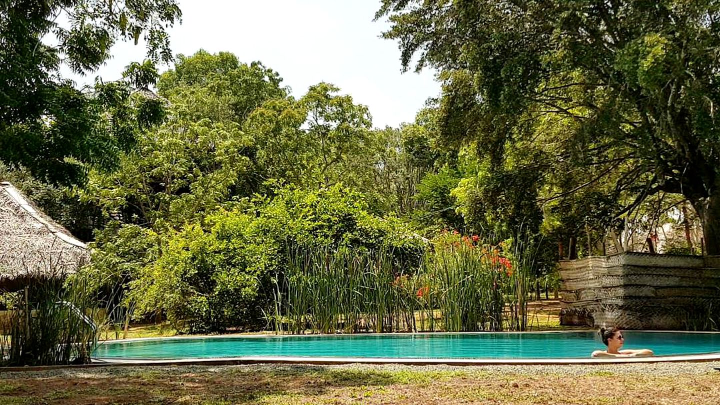 Rustic Glamping Hut with Swimming Pool Access on Resort in Wirawila, Southern Sri Lanka