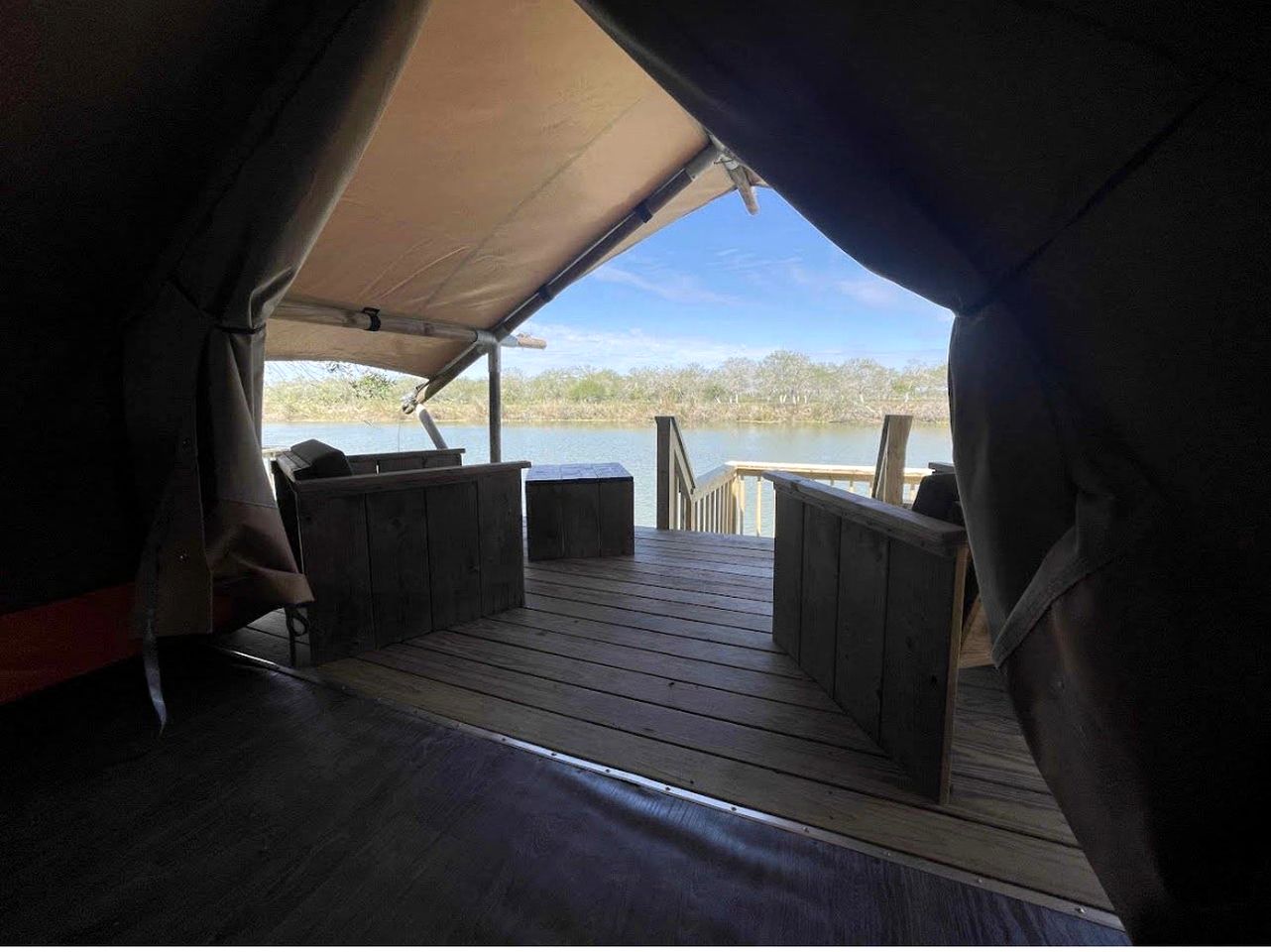 Scenic Waterfront Safari Tent on the Rio Grande near the Gulf of Mexico, Texas