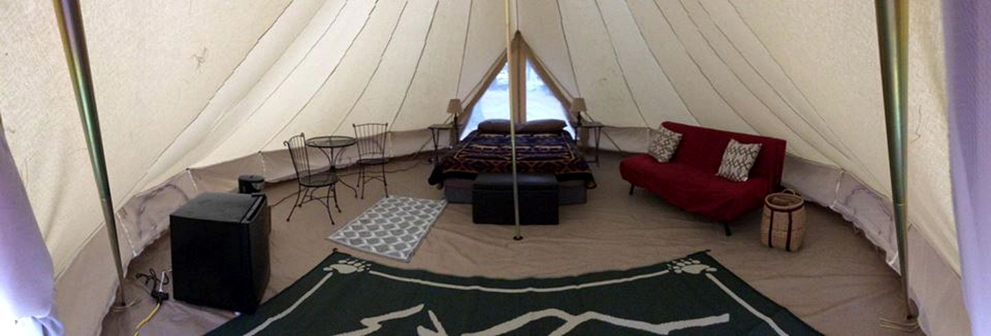 Family-Friendly Bell Tent Rental on a Riverside Resort near Lake George, New York