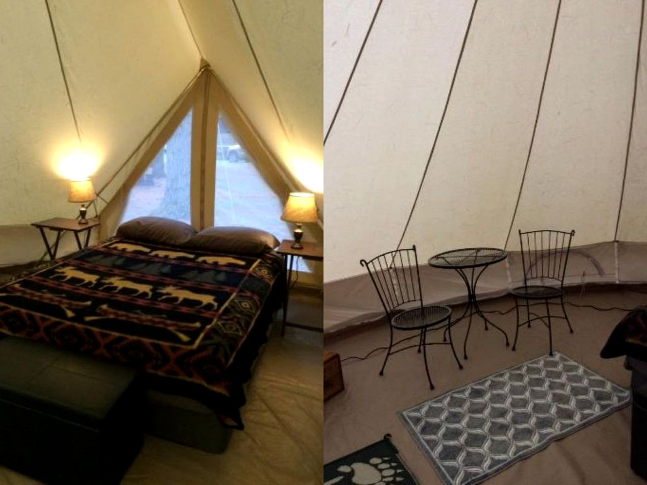 Family-Friendly Bell Tent Rental on a Riverside Resort near Lake George, New York