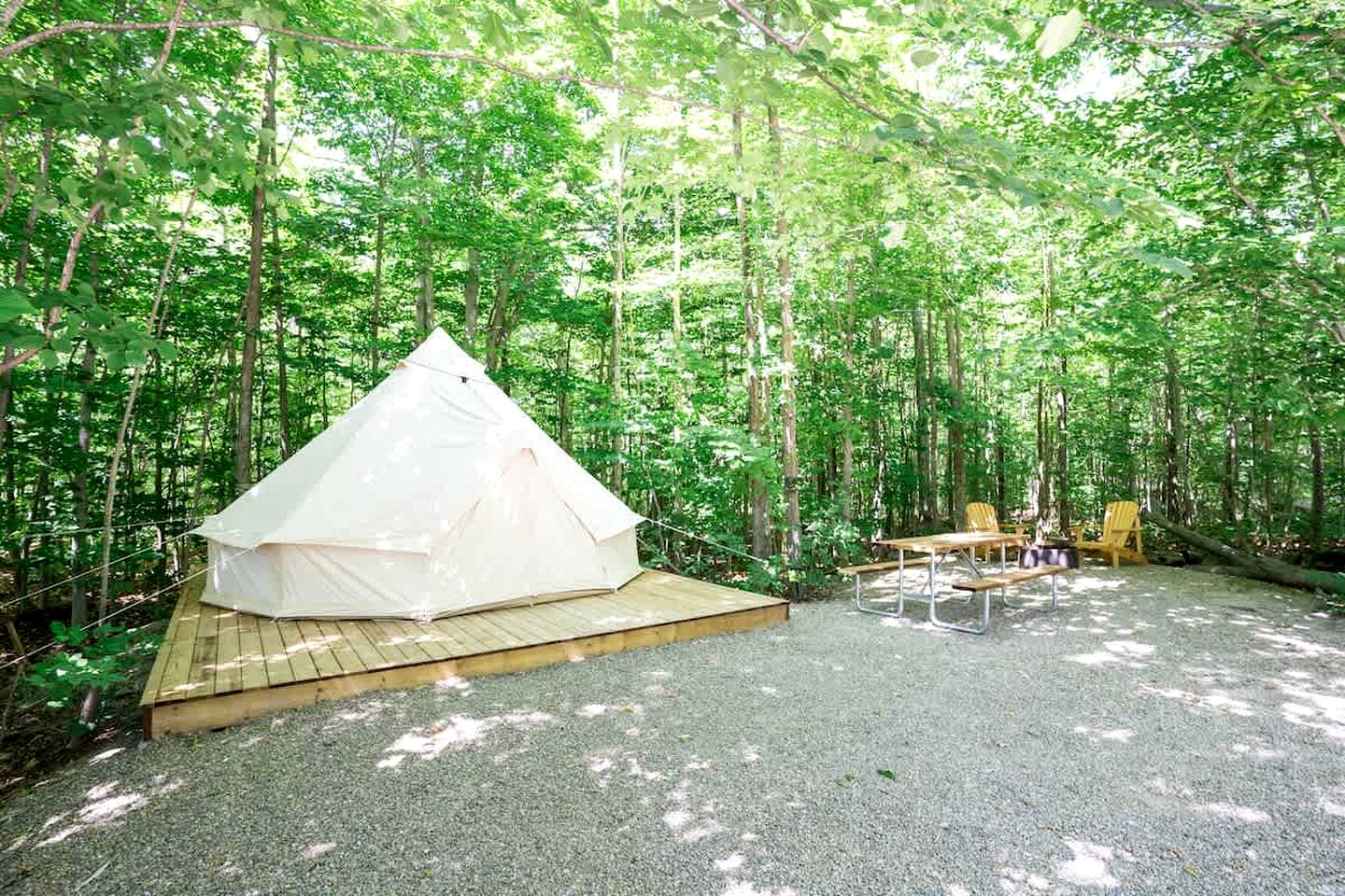 Secluded Chic: Stylish Bell Tent Glamping Escape in Ontario's Natural Splendor