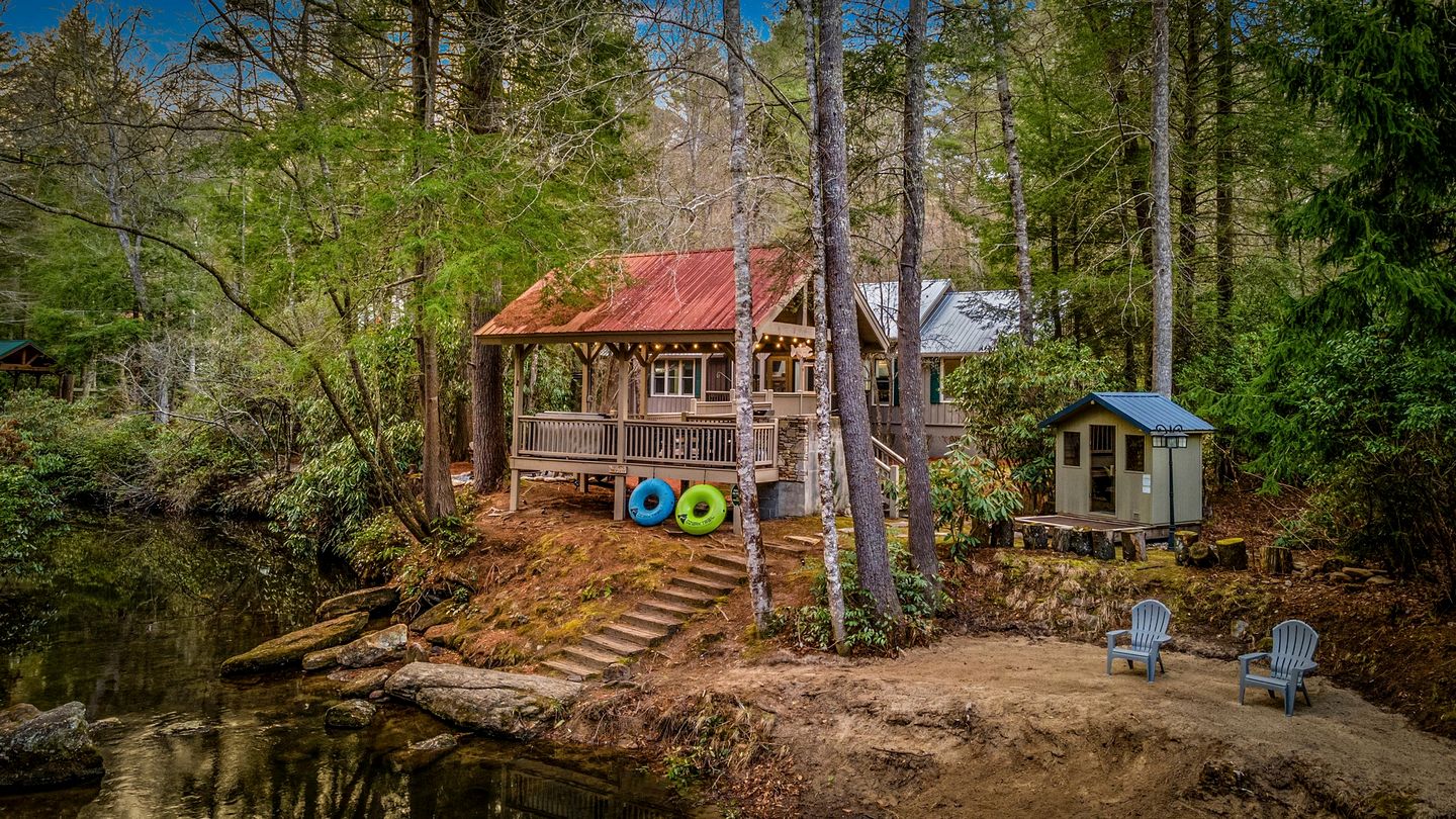 Secluded Riverfront Cabin with Hot Tub, Sauna & Private Trails near Cashiers, North Carolina