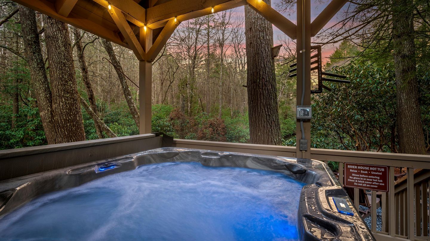 Secluded Riverfront Cabin with Hot Tub, Sauna & Private Trails near Cashiers, North Carolina