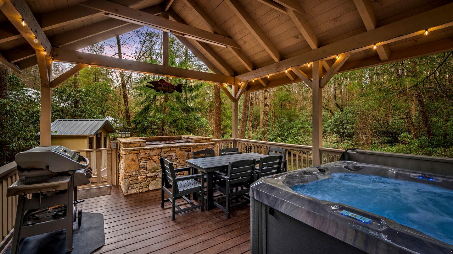Secluded Riverfront Cabin with Hot Tub, Sauna & Private Trails near Cashiers, North Carolina