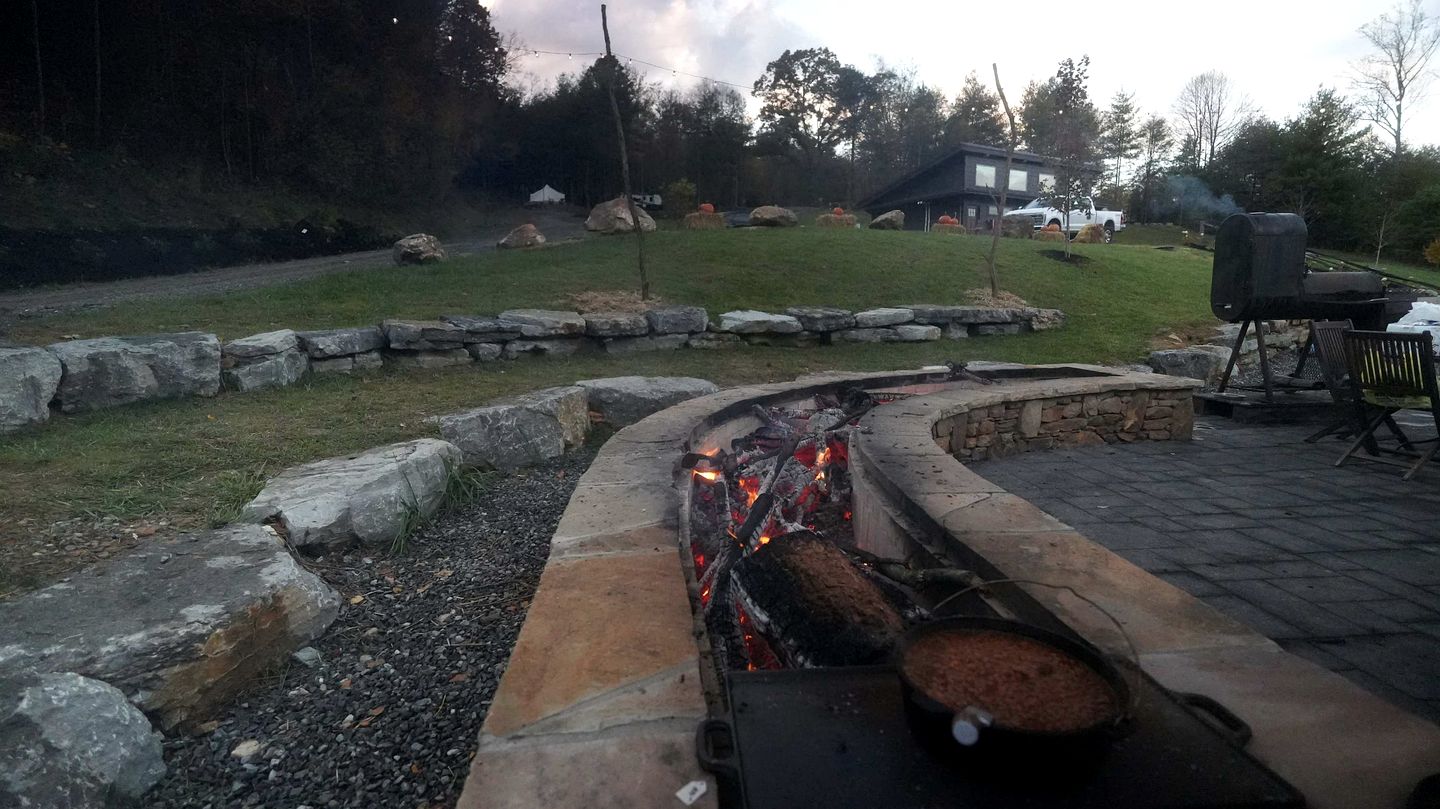 Secluded Rustic Chic Glamping Escape with Canvas Bell Tent and Tree Canopy in Waynesville, North Carolina