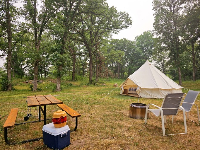 Secluded Waterfront Bell Tent with Picnic Space in Saint Croix Falls, Wisconsin