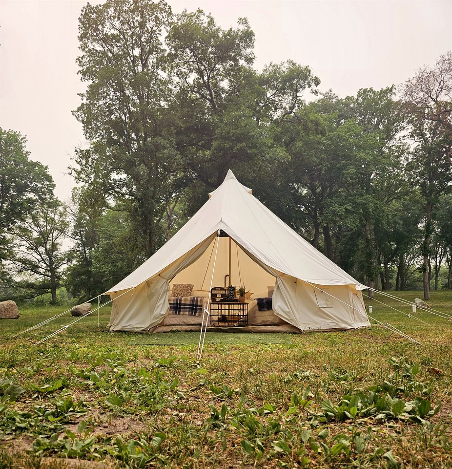 Secluded Waterfront Bell Tent with Picnic Space in Saint Croix Falls, Wisconsin