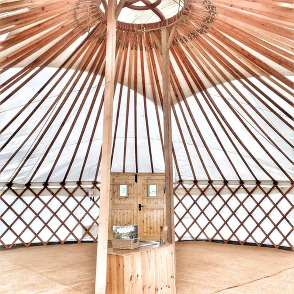 Large Yurt Accommodation Rental for Groups with Fire Pit near Taunton, England
