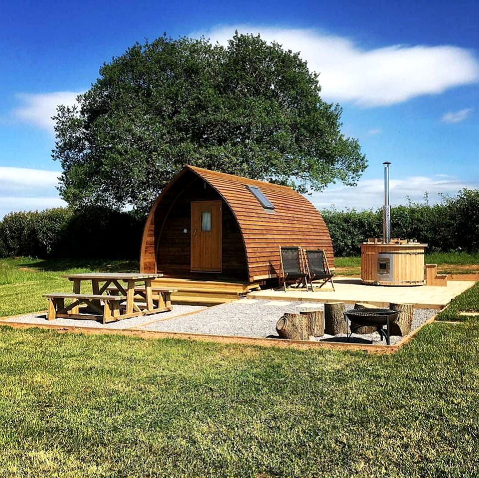 Unique Cabin Getaway with Fire Pit and Hot Tub near Taunton, England