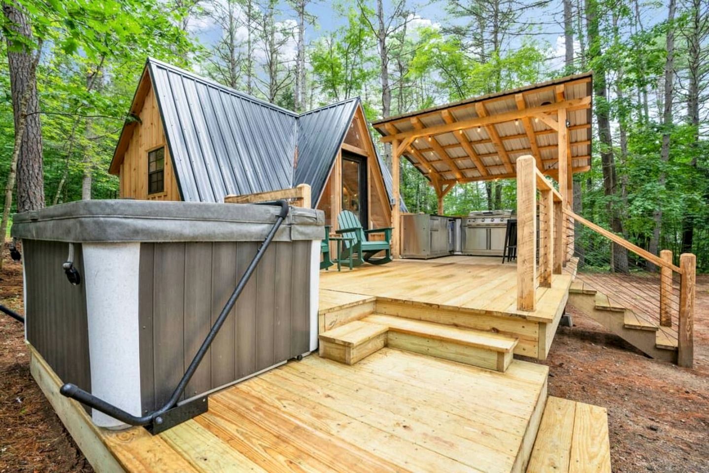 Serene A-Frame with Hot Tub Perfect for Couples in Oxford, Maine