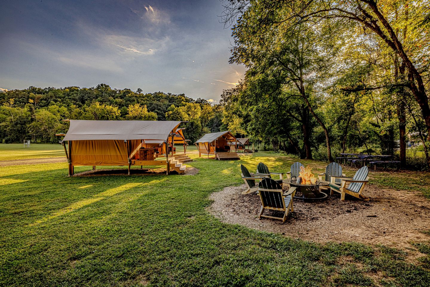 Serene Creekside Safari Tent Retreat near Smoky Mountain in Tennessee