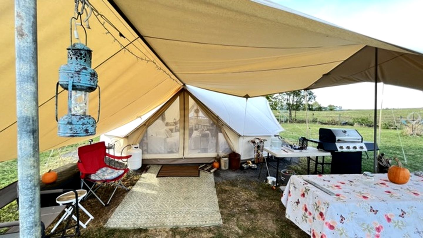 Shenandoah Valley Glamping Bell Tent on Working Cattle Farm in Edinburg, Virginia