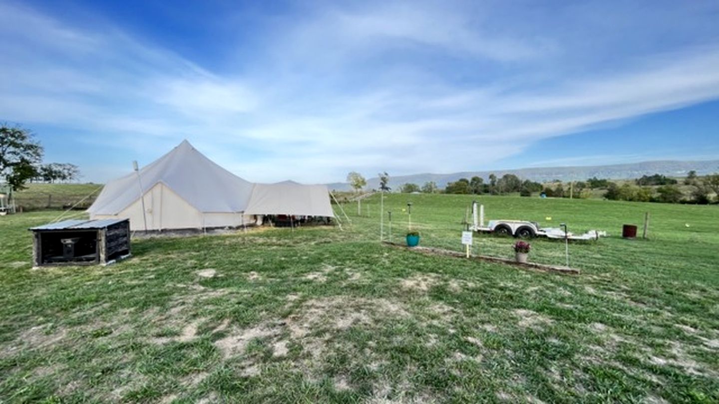 Shenandoah Valley Glamping Bell Tent on Working Cattle Farm in Edinburg, Virginia