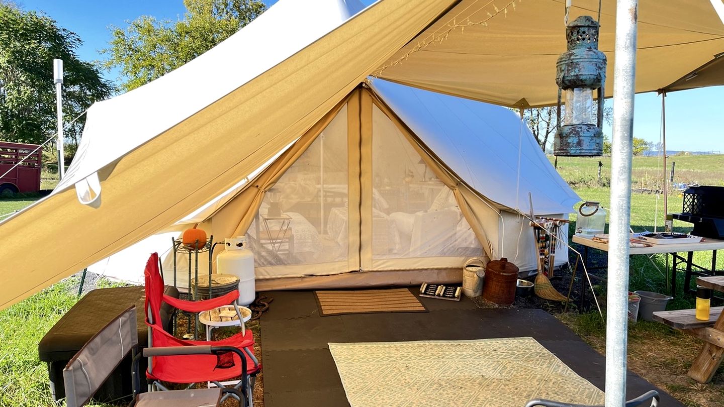 Shenandoah Valley Glamping Bell Tent on Working Cattle Farm in Edinburg, Virginia