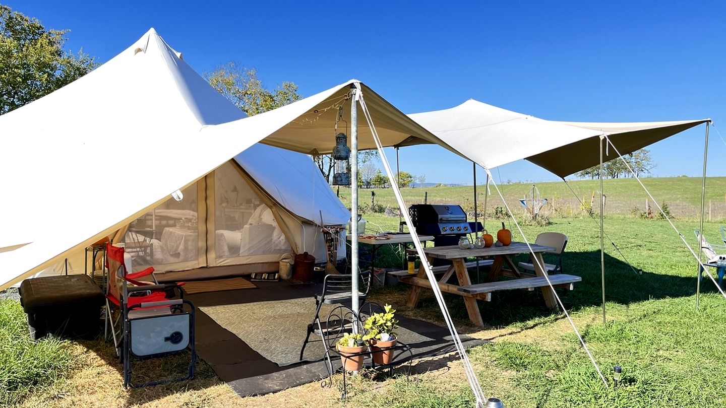 Shenandoah Valley Glamping Bell Tent on Working Cattle Farm in Edinburg, Virginia