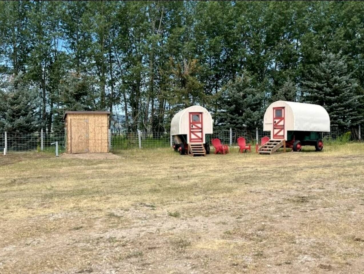 Rustic Glamping Wagons with Teton Views on Working Ranch near Tetonia, Idaho