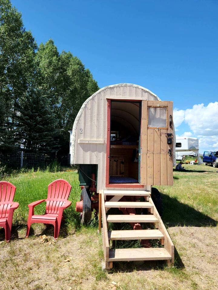 Rustic Glamping Wagons with Teton Views on Working Ranch near Tetonia, Idaho