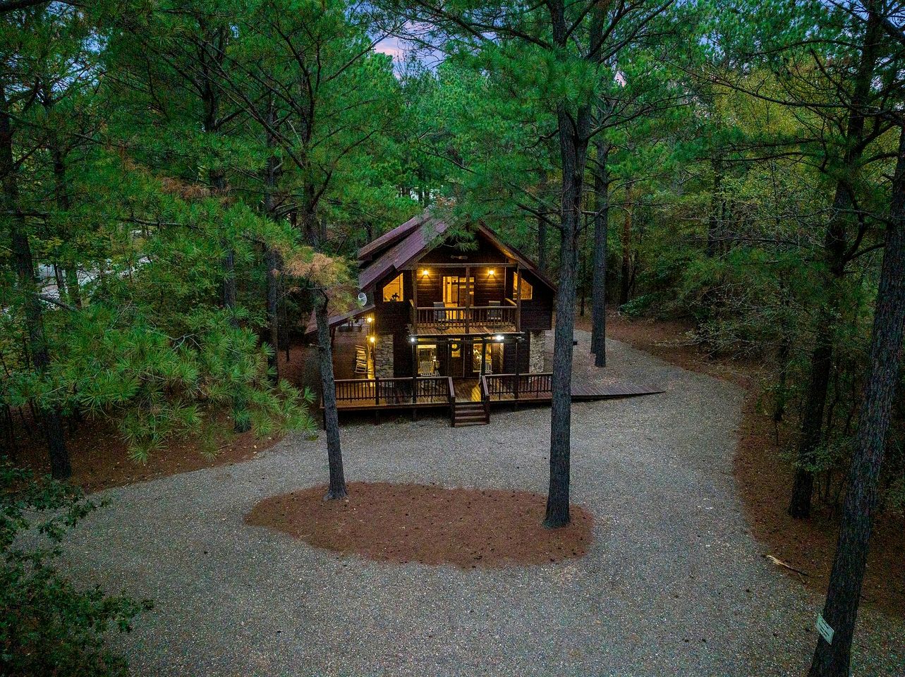 Rustic Two-Story Cabin with Hot Tub, Game Loft & Fireplace Near Broken Bow