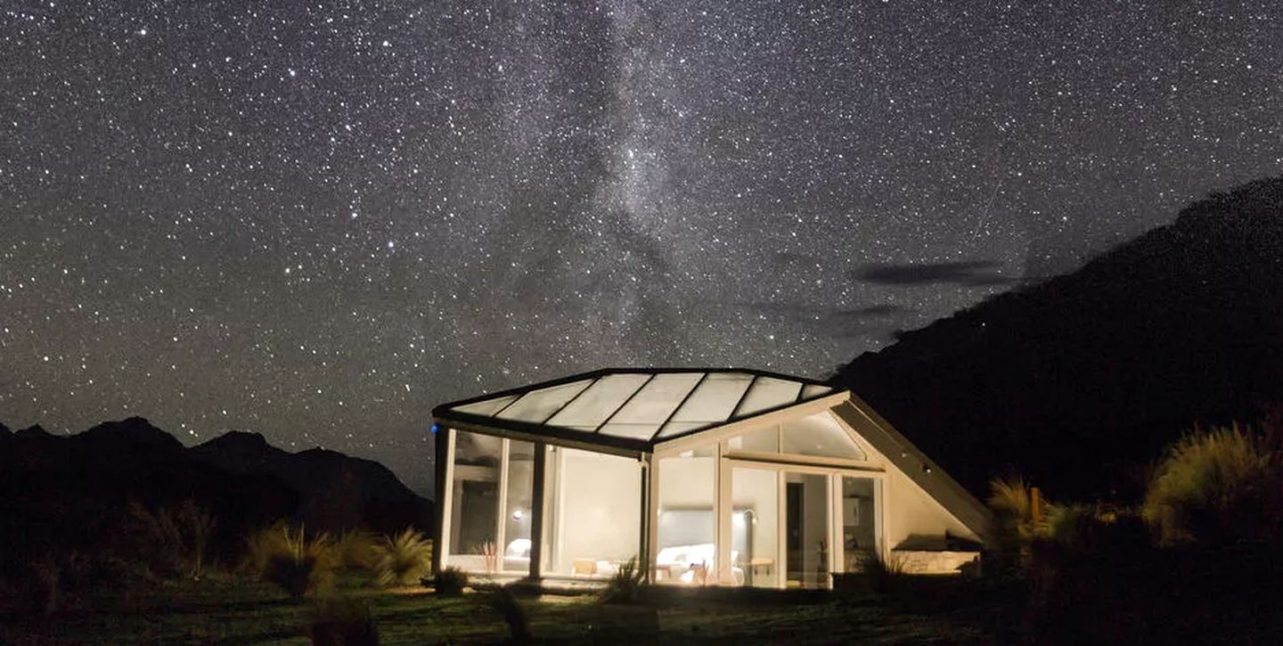 Unique, Glass-Roofed Cabin Rental under the South Island Stars near Twizel, New Zealand