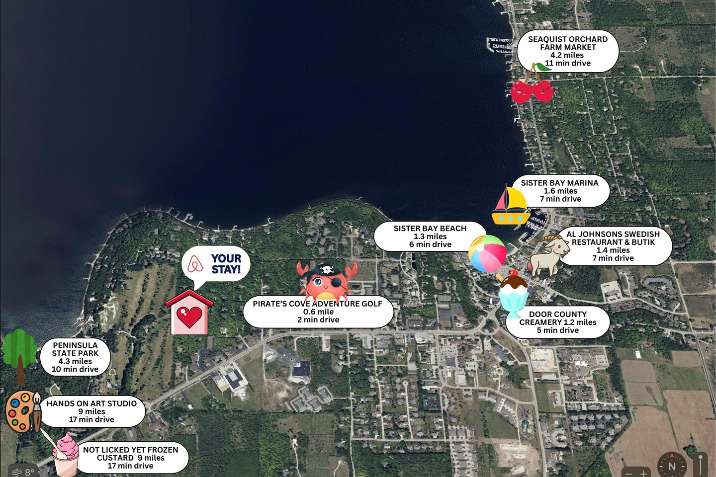 Cozy Log Cabin with Hot Tub & Firepit near Pebble Beach, Sister Bay, Wisconsin