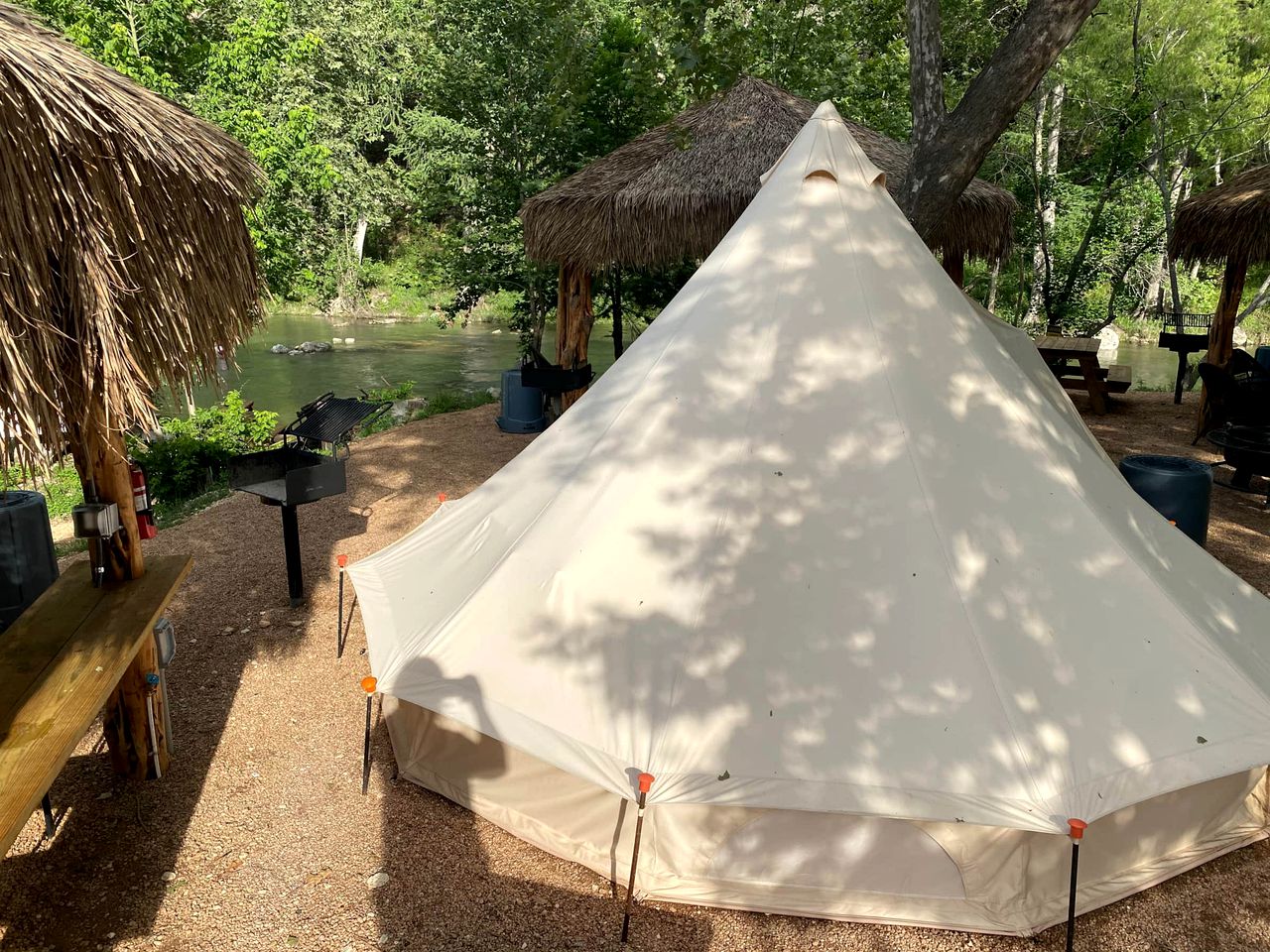 Son's Guadalupe Glamping Bell Tent  and Cabana near New Braunfels, Texas