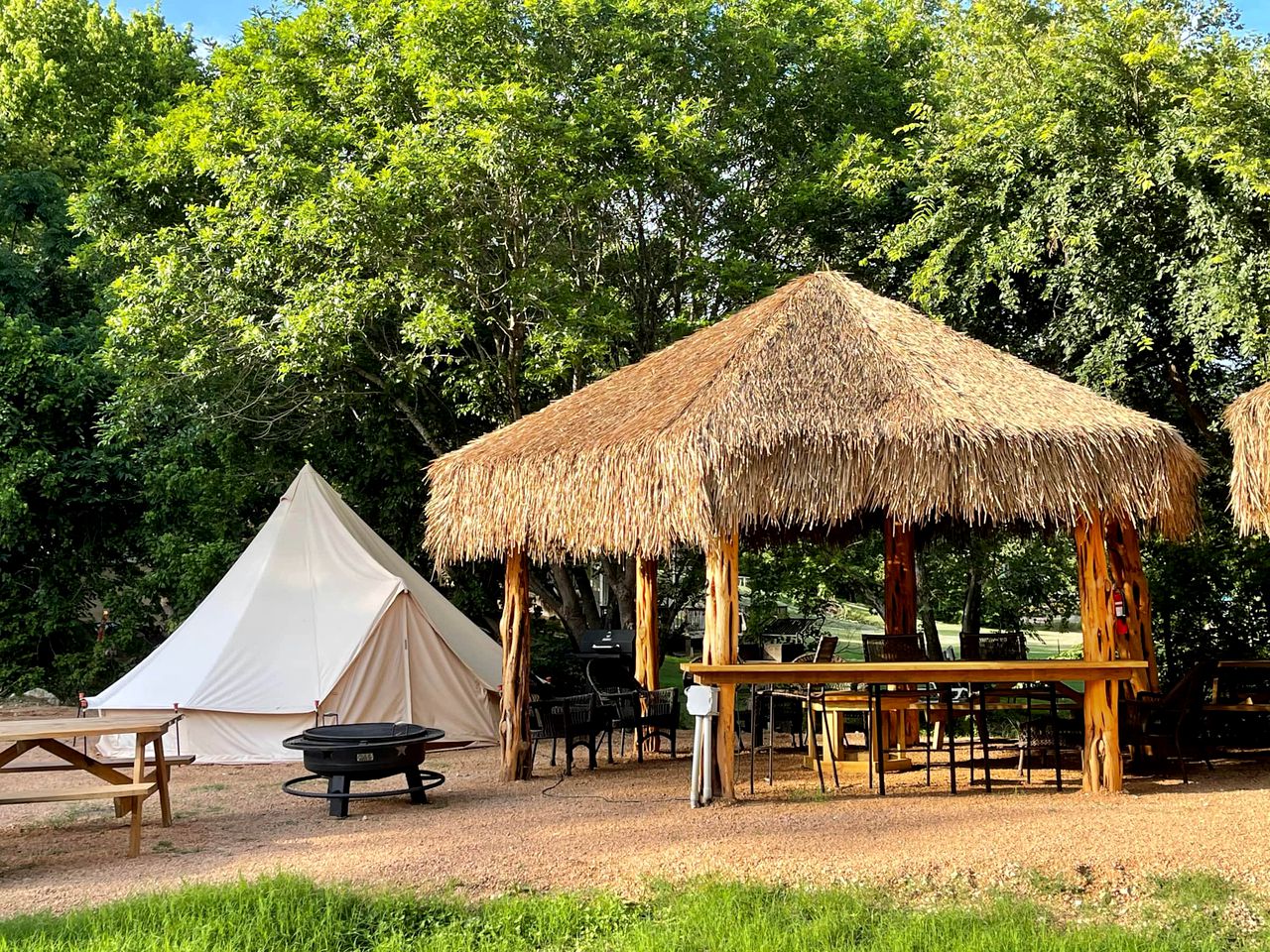 Son's Guadalupe Glamping Bell Tent  and Cabana near New Braunfels, Texas