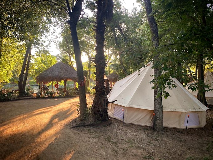 A Fun Family Getaway: Luxurious Safari Tent on the San Marcos River near Seguin, Texas