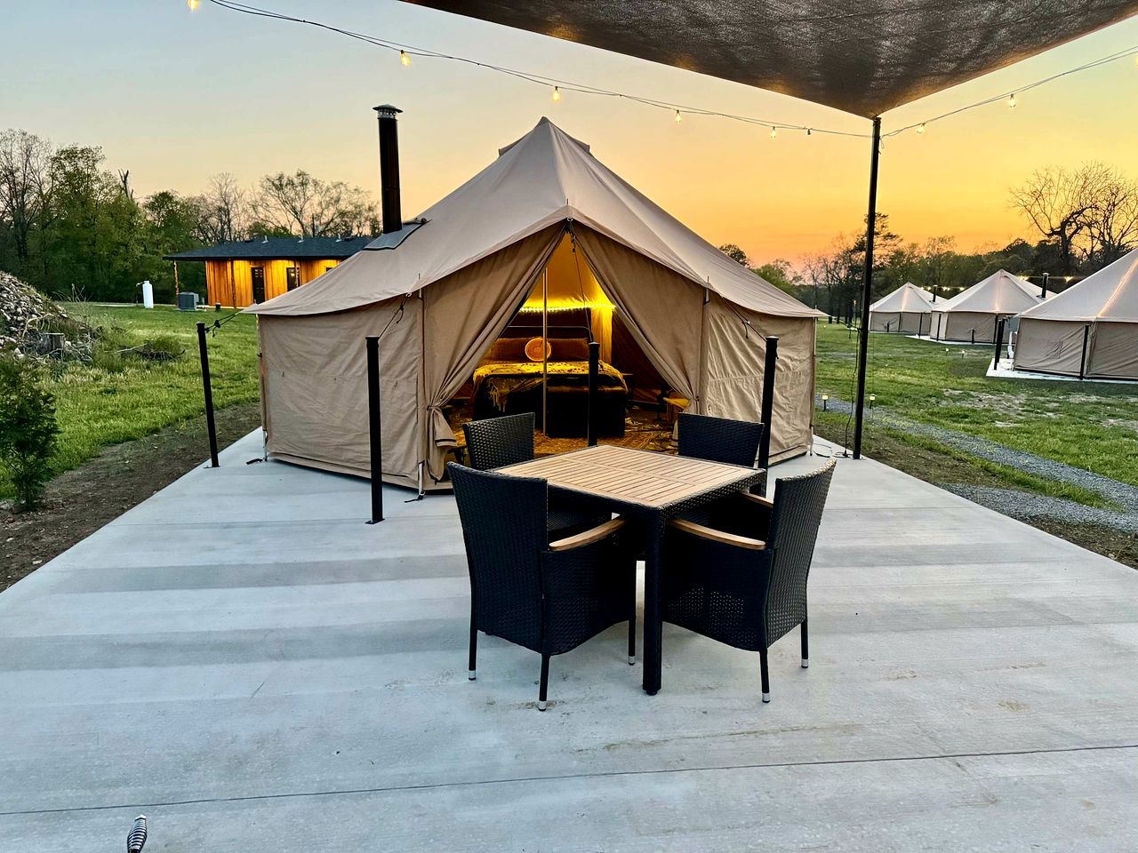 Goregous Bell Tent Glamping with Wood Burning Stove on the Illinois River near Tahlequah, OK