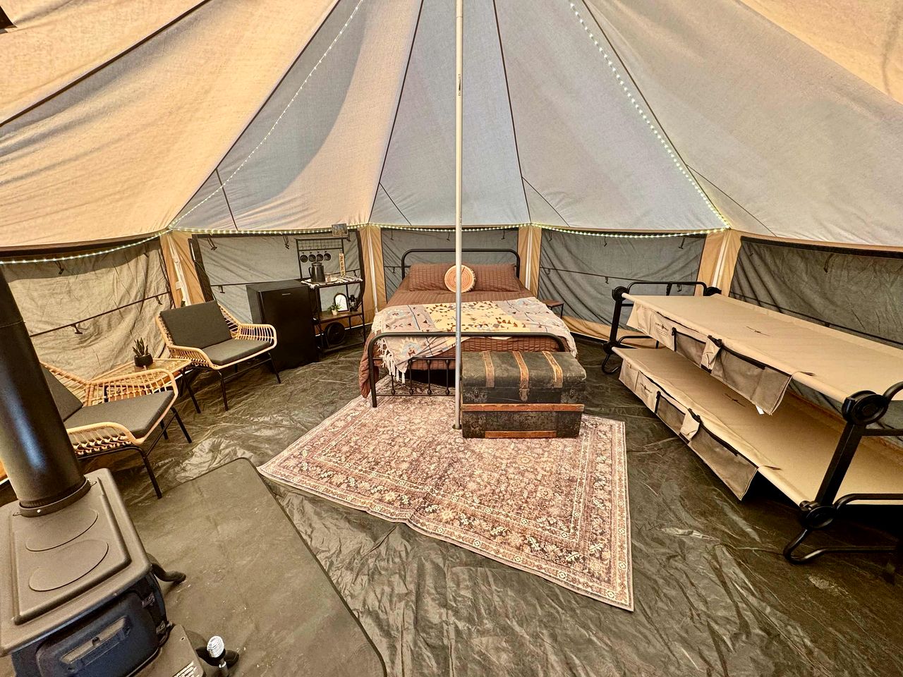 Goregous Bell Tent Glamping with Wood Burning Stove on the Illinois River near Tahlequah, OK