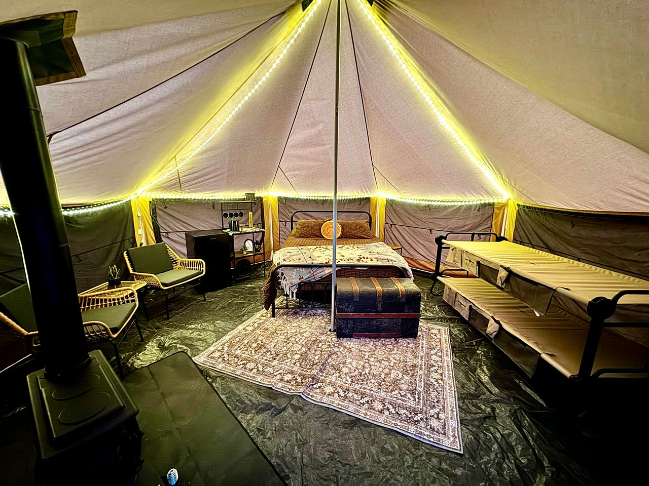 Goregous Bell Tent Glamping with Wood Burning Stove on the Illinois River near Tahlequah, OK