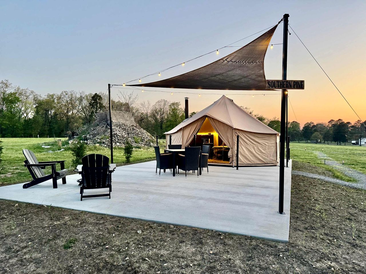 Goregous Bell Tent Glamping with Wood Burning Stove on the Illinois River near Tahlequah, OK