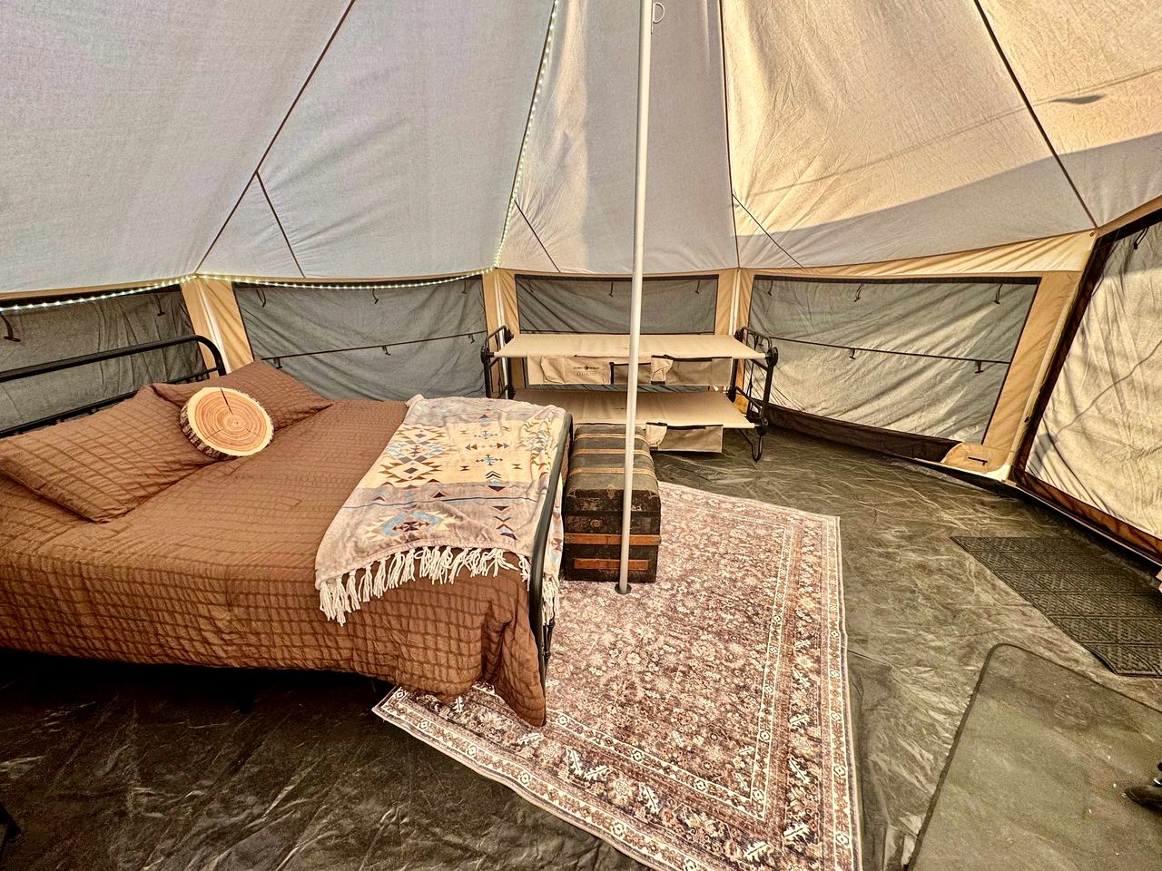 Goregous Bell Tent Glamping with Wood Burning Stove on the Illinois River near Tahlequah, OK