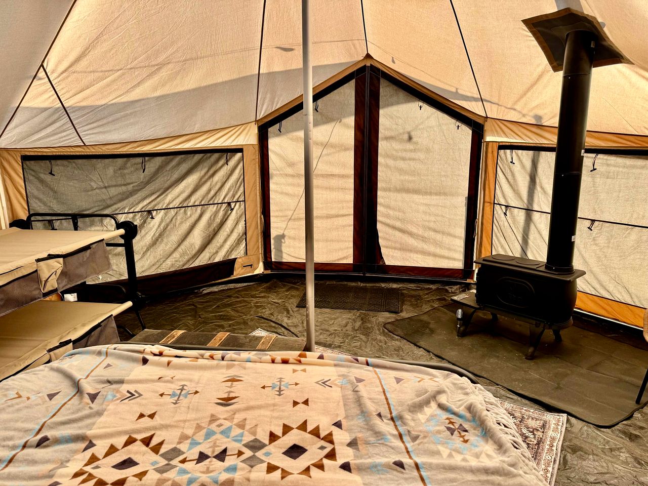 Goregous Bell Tent Glamping with Wood Burning Stove on the Illinois River near Tahlequah, OK